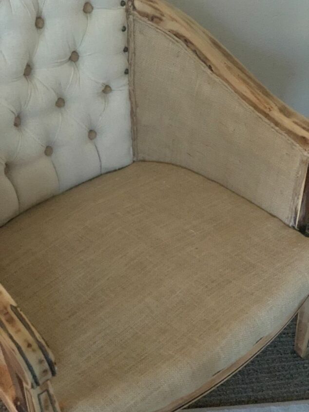 deconstructed inspired vintage chair, Burlap lining