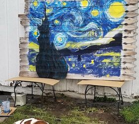 paint van gogh s starry night mural on an old fence
