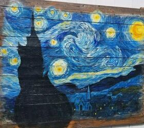 paint van gogh s starry night mural on an old fence