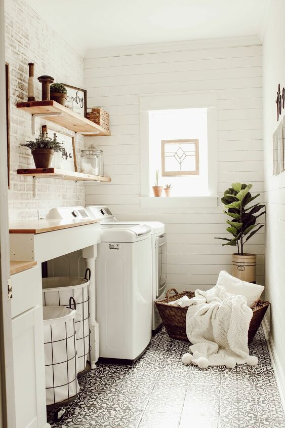 s 7 laundry room makeovers that ll make you want to do your laundry here, AFTER Wow Can we do our laundry here please