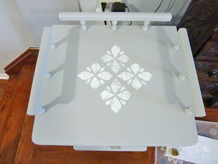 telephone table makeover to hide those unsightly cables, Stencil