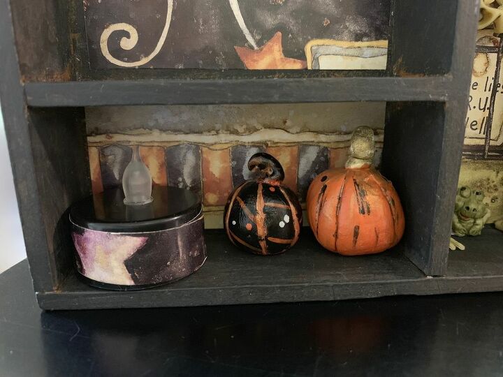 mini caixa com tema de halloween, ab boras e luz