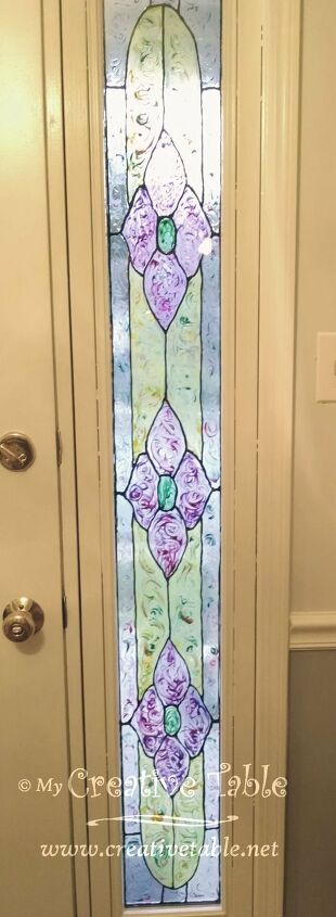 s 19 fantastic techniques for faux stained glass, This entry way glass gets a new look