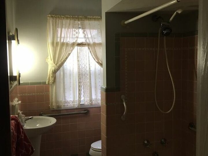 q how would you update this 1950 s pink tile bathroom