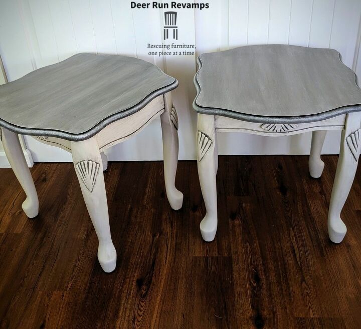 refinishing old oak tables using retique it liquid wood and frenchic