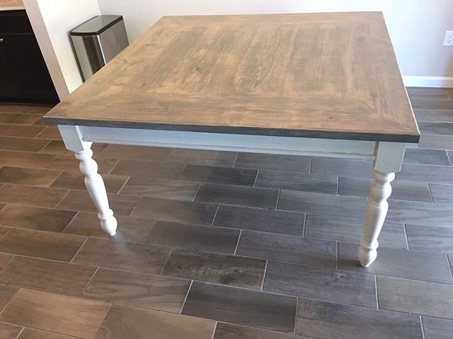 how to easily make a cute diy square farmhouse table, Painting the table legs white