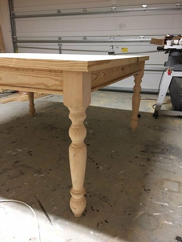 how to easily make a cute diy square farmhouse table, Connecting the table top to the base