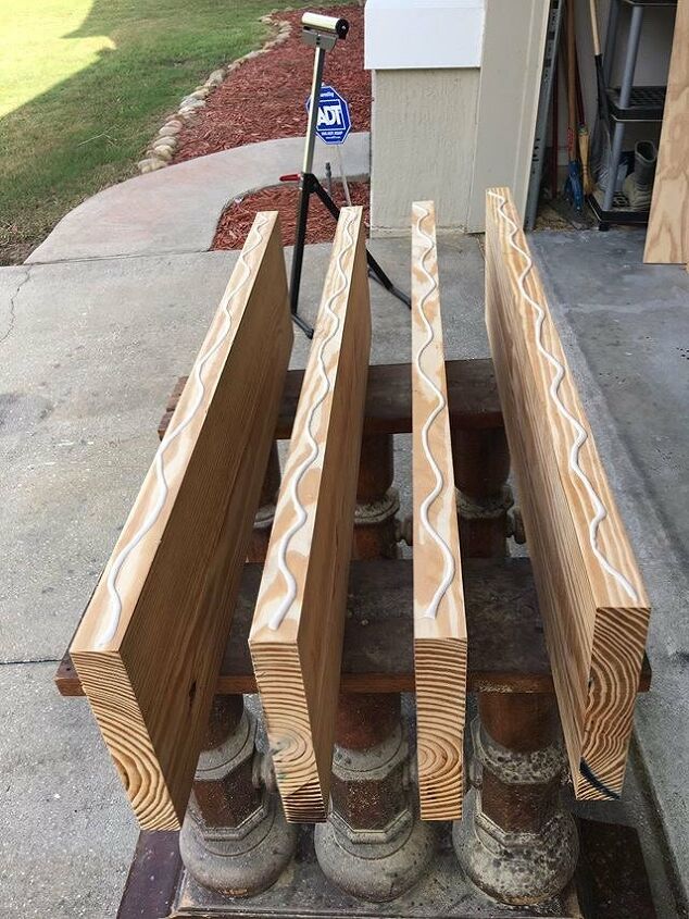 how to easily make a cute diy square farmhouse table, Applying glue to wooden boards