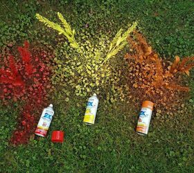 Spray paint fake flowers for a creative yard idea we never thought of