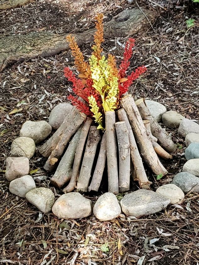 autumn flower campfire yard decorating