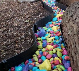 how to make diy rainbow river rocks for a magical yard decor idea, DIY rainbow river rocks