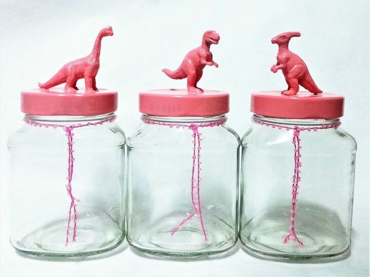dinosaurios en las tapas de los tarros decorativos animales figuras
