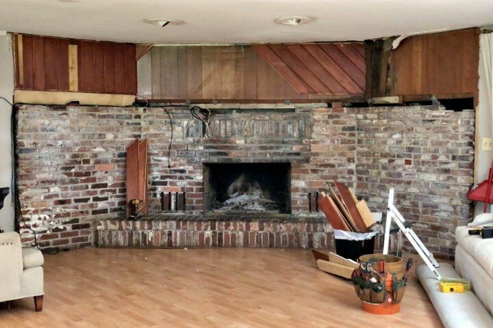 s 8 fireplace makeovers you have to see before winter, BEFORE This outdated brick needed some serious help