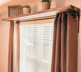 how to make a curtain rod shelf combo, after