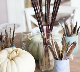 25 gorgeous ways to let everyone know that it s finally september, Chalk paint and feather table decor