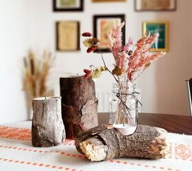 s 13 gorgeous table decor ideas for you o copy this fall, Rustic log tealight holders
