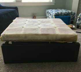 free ottoman re upholstery before and after