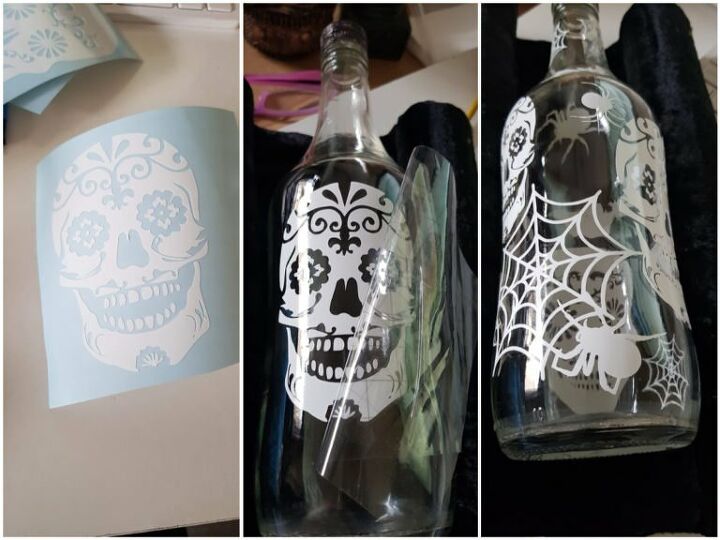 how to make halloween mixed media bottles