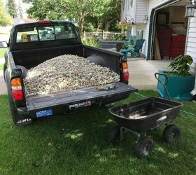 replaced some lawn with a rock garden, 1 2 yard of landscape rock