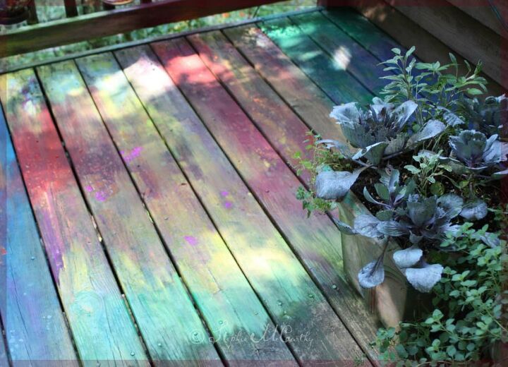 como pintar um deck em cores do arco ris da bomia
