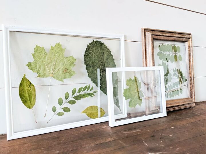 10 carteles marcos y obras de arte que puedes hacer en un solo da, Decoraci n oto al DIY de la tienda del d lar Arte de hojas prensadas