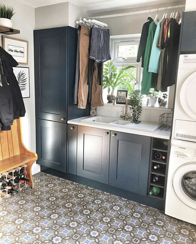 create a laundry drying area in your utility room, Hanging over a sink is great for drips