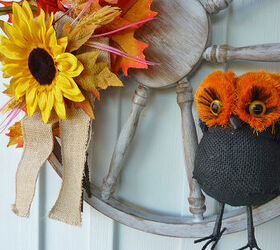 wreath from an old wooded wheel, Bigger owl
