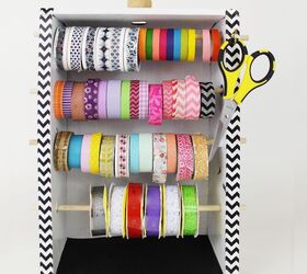8 ways to turn cardboard boxes into beautiful storage for your home, Make a washi tape organizer dispenser