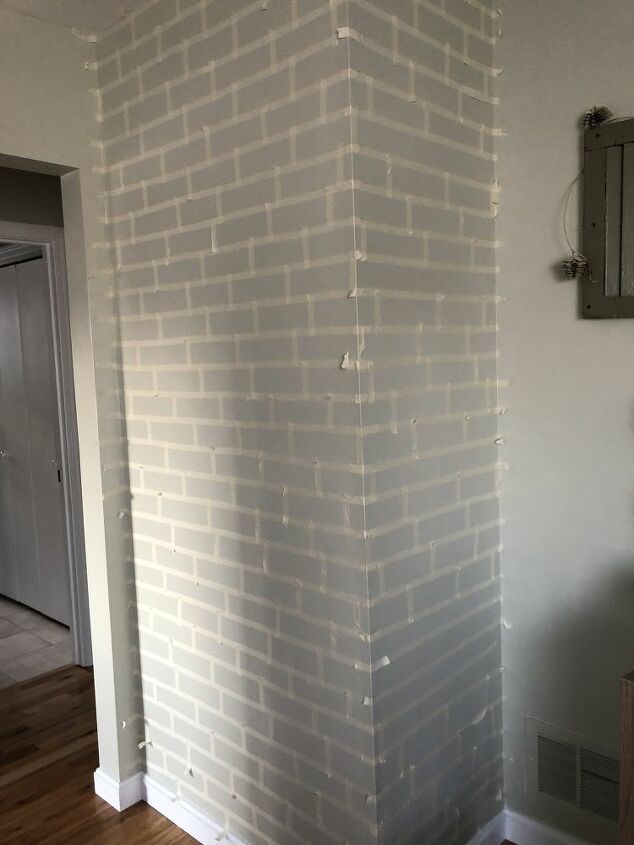 faux brick wall, STEP 1 TAPE WALL