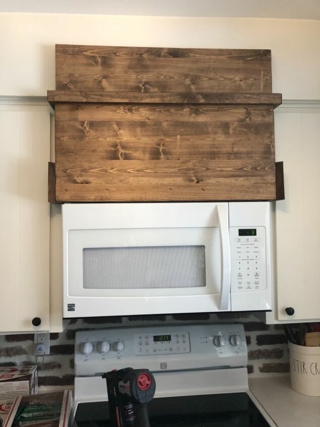 diy vent hood cover, DIY Wooden Microwave Hood