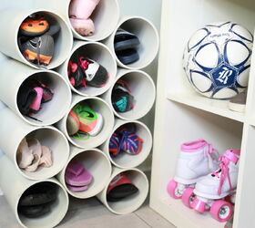 17 incredible ways people are using pvc pipes for everything, PVC pipe shoe organizer