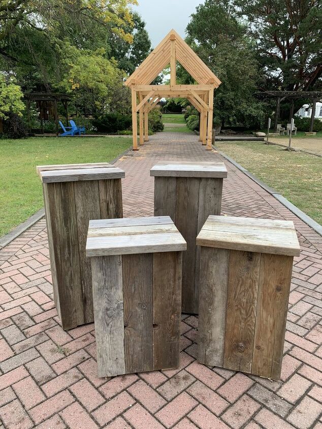 easy to build rustic plant stands from reclaimed lumber