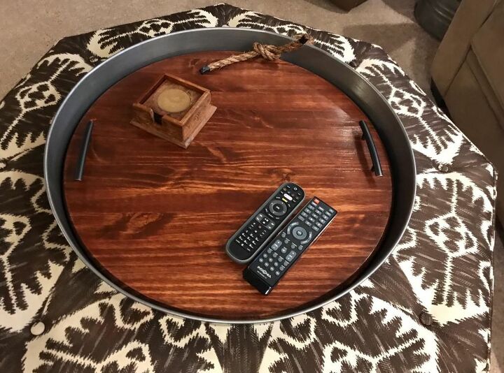 xl industrial look wood and metal ottoman coffee table tray
