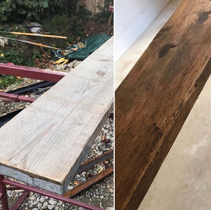 how to make shelves out of scaffolding boards, Scaffold board before and after treatments