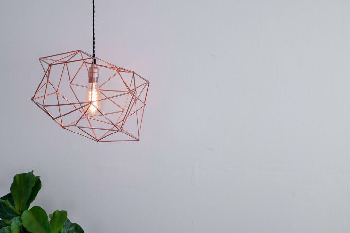 s 14 pendant lighting ideas that you have to try, Rose gold light fixture made out of straws
