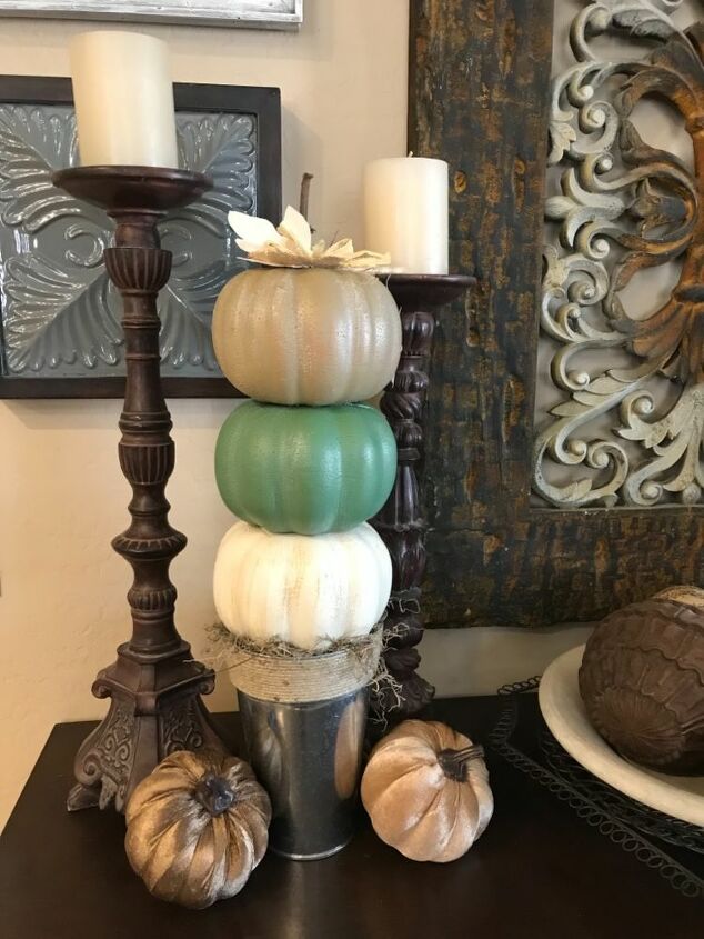 dollar store pumpkin topiary