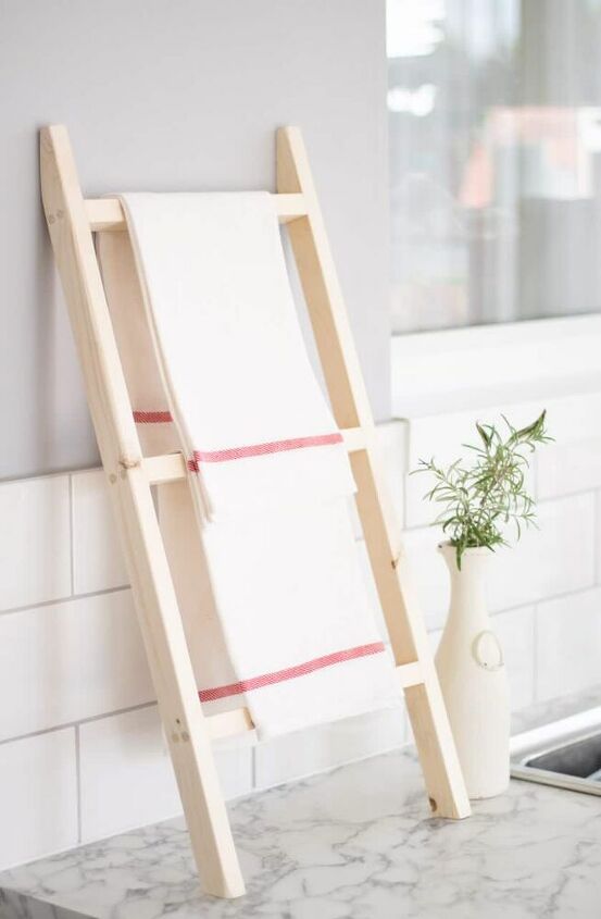 diy countertop kitchen tea towel ladder