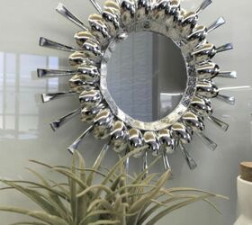 how to decorate a mirror with disposable spoons