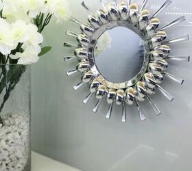 how to decorate a mirror with disposable spoons