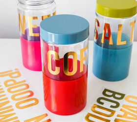 diy colour blocked kitchen canisters