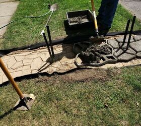 how we made a simple diy walkway for our cute bicycle mailbox, Making the DIY walkway