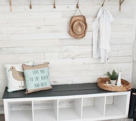 18 entryway furniture ideas perfect for offering a stylish welcome, 3 Turn a Shelving Unit into a Bench