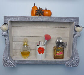 Broken Foot Stool Becomes Bathroom Storage Shelf