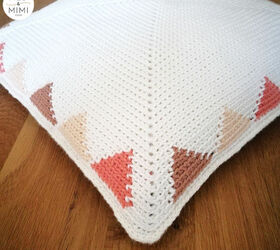 tapestry triangles crochet pillow
