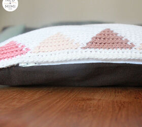 tapestry triangles crochet pillow