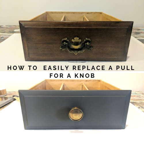 how to change a drawer pull to knob 2 holes to 1