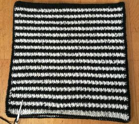 black white crochet throw pillow