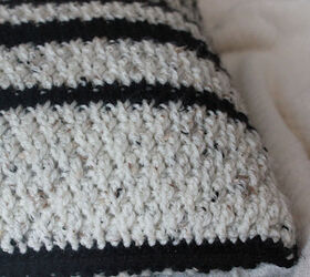 black white crochet throw pillow