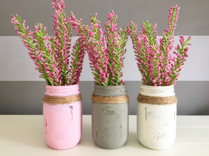 pink mason jar centerpieces for weddings or your home