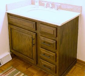 14 successful bathroom cabinet makeovers, 14 Rustic Restain for Corner Bathroom Cabinet